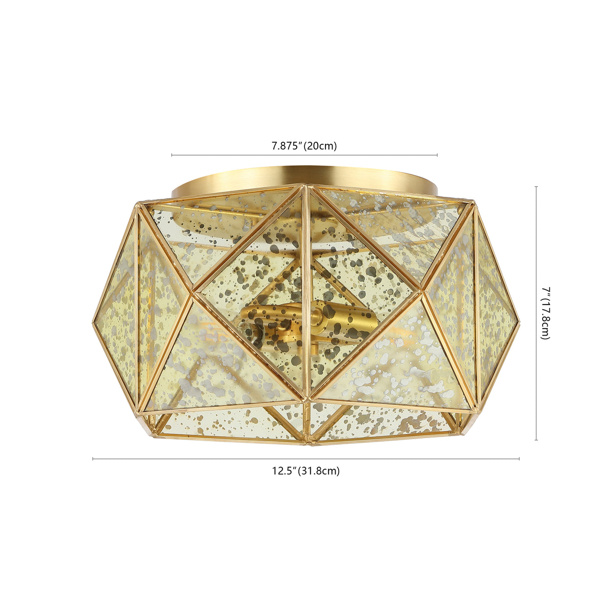 German 12.5" Industrial Vintage Iron/Glass LED Flush Mount