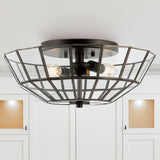 fixtures 15.5" Farmhouse Rustic Iron/Glass LED Semi Flush Mount