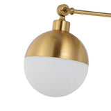 Brass 8" Mid-Century Modern Arm-Adjustable Iron/Glass LED Sconce