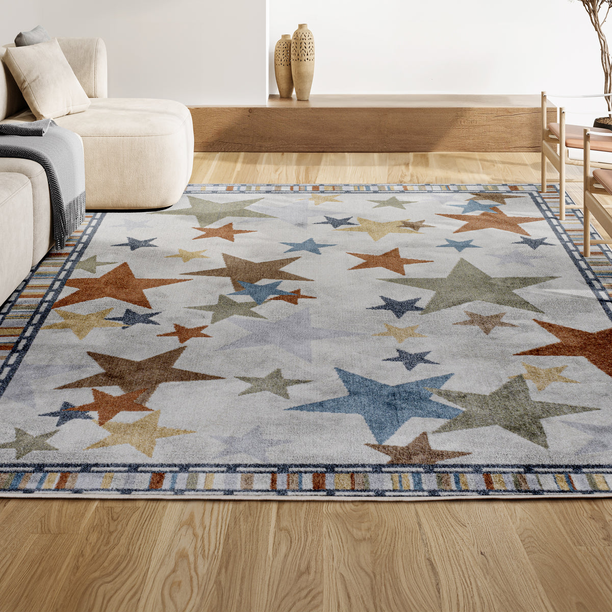 Better Gazer Geometric Machine-Washable Area Rug