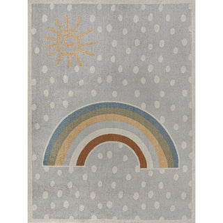 Curved Rainbow Dot Modern Machine-Washable Area Rug