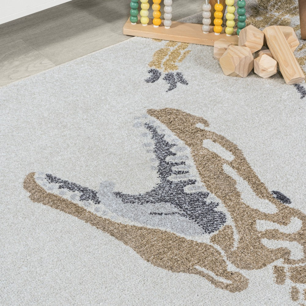 Striped T-rex Modern Kids Machine-washable Area Rug