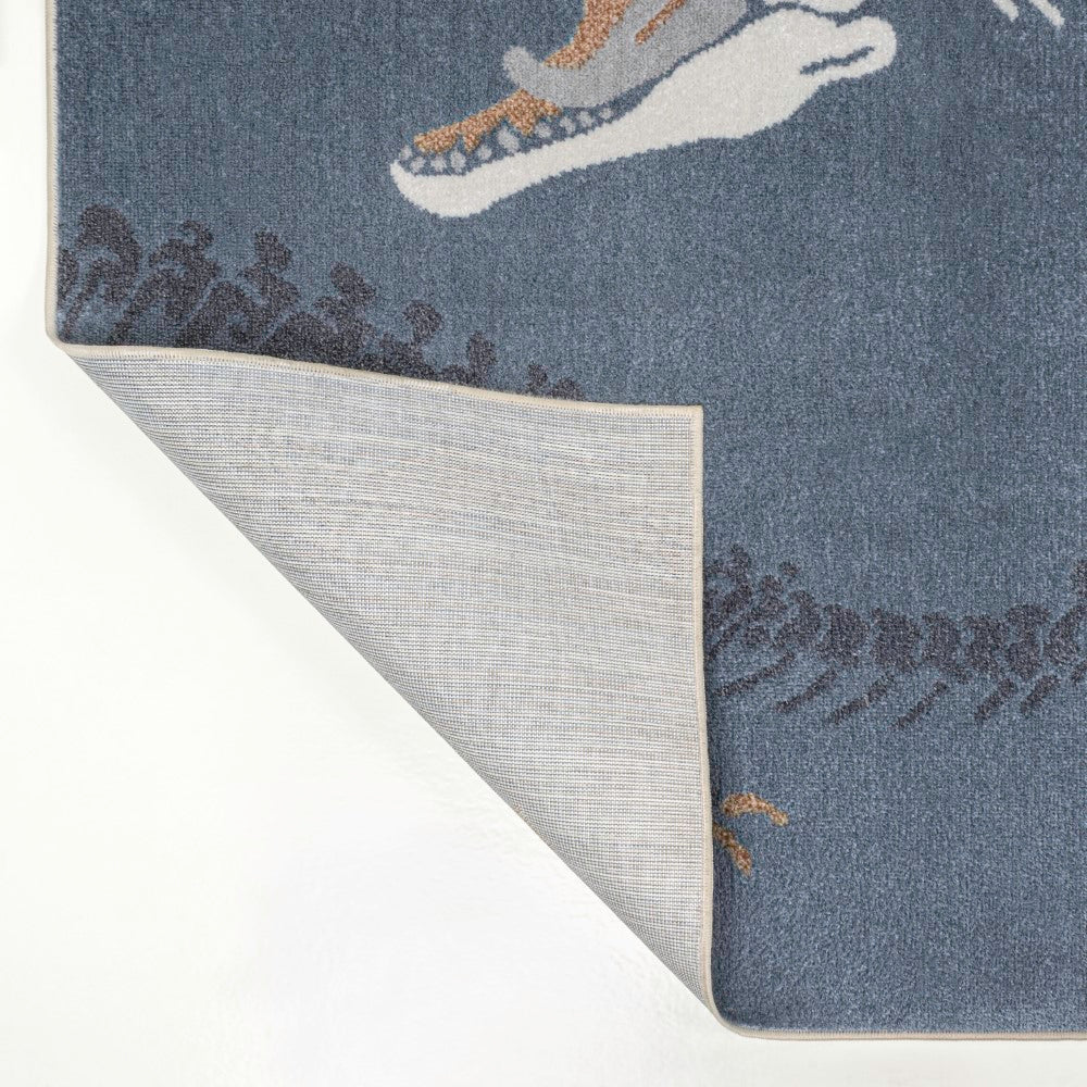 Striped T-rex Modern Kids Machine-washable Area Rug