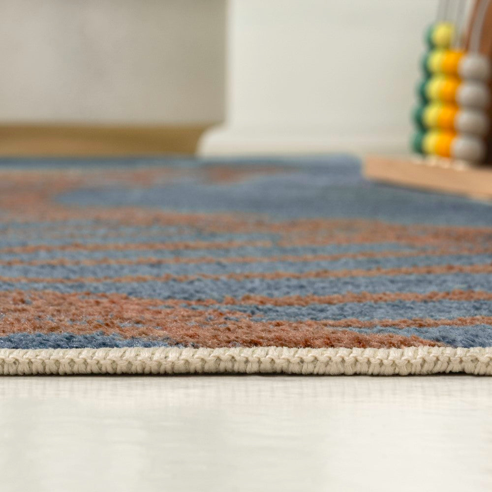 Striped T-rex Modern Kids Machine-washable Area Rug