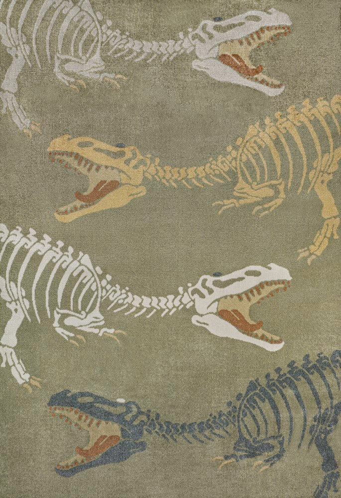 Striped T-rex Modern Kids Machine-washable Area Rug