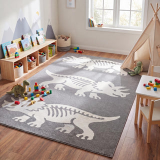 Mossmere Triceratops Modern Kids Machine-washable Area Rug