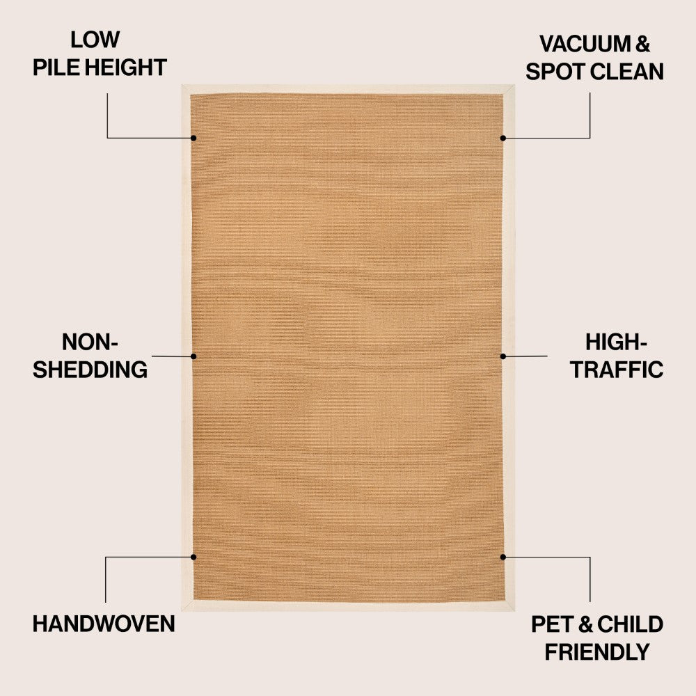 Fyus Farmhouse Cottage Border Jute Area Rug