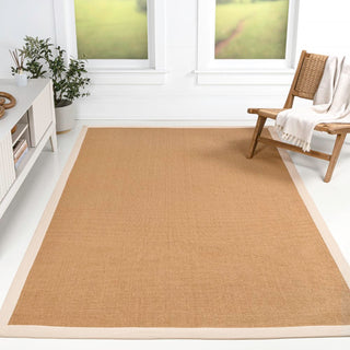 Fyus Farmhouse Cottage Border Jute Area Rug