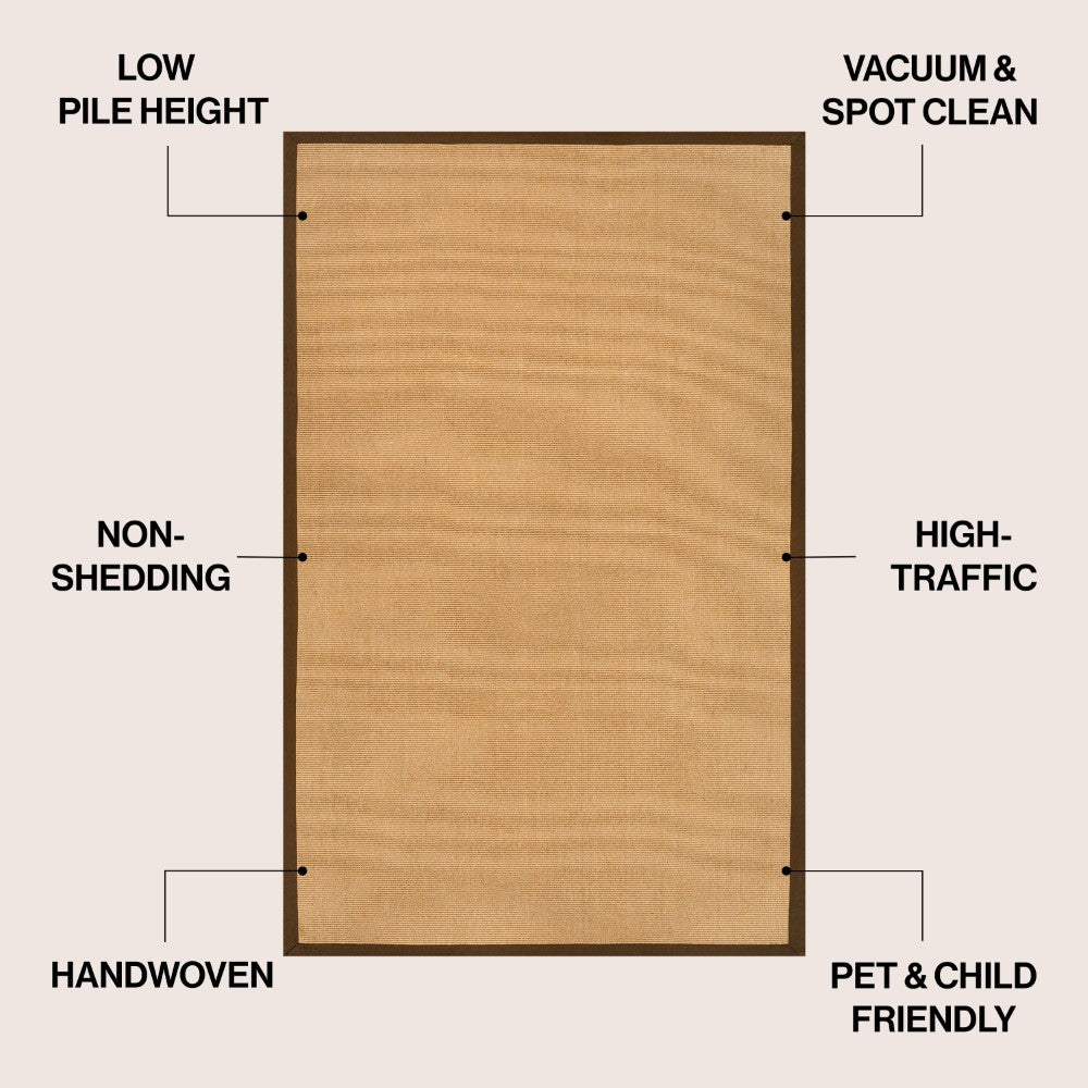 Fyus Farmhouse Cottage Border Jute Area Rug