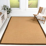 Fyus Farmhouse Cottage Border Jute Area Rug