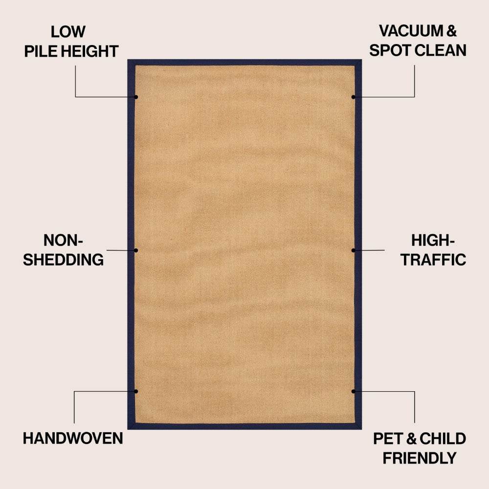 Fyus Farmhouse Cottage Border Jute Area Rug