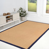 Fyus Farmhouse Cottage Border Jute Area Rug