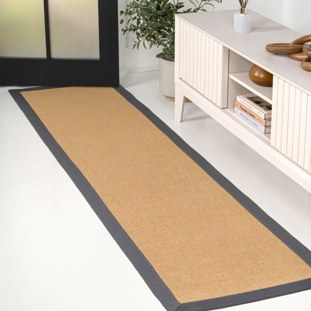 Fyus Farmhouse Cottage Border Jute Area Rug