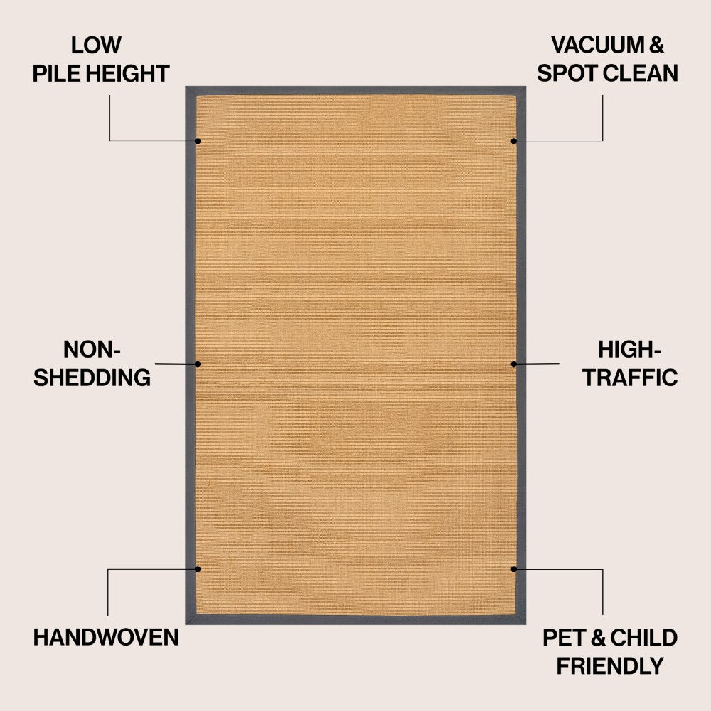 Fyus Farmhouse Cottage Border Jute Area Rug
