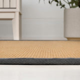 Fyus Farmhouse Cottage Border Jute Area Rug