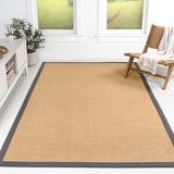 Fyus Farmhouse Cottage Border Jute Area Rug