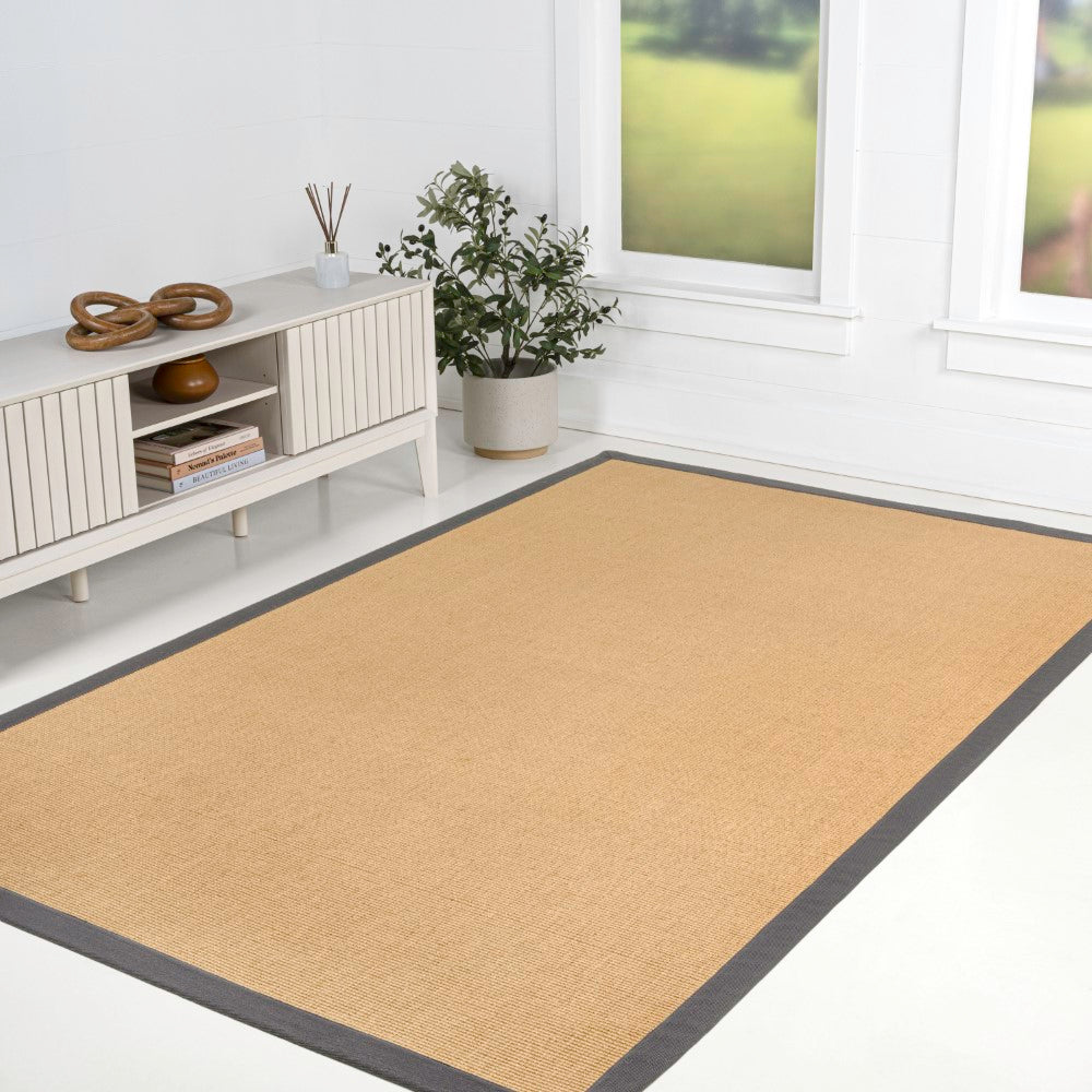 Fyus Farmhouse Cottage Border Jute Area Rug
