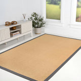 Fyus Farmhouse Cottage Border Jute Area Rug