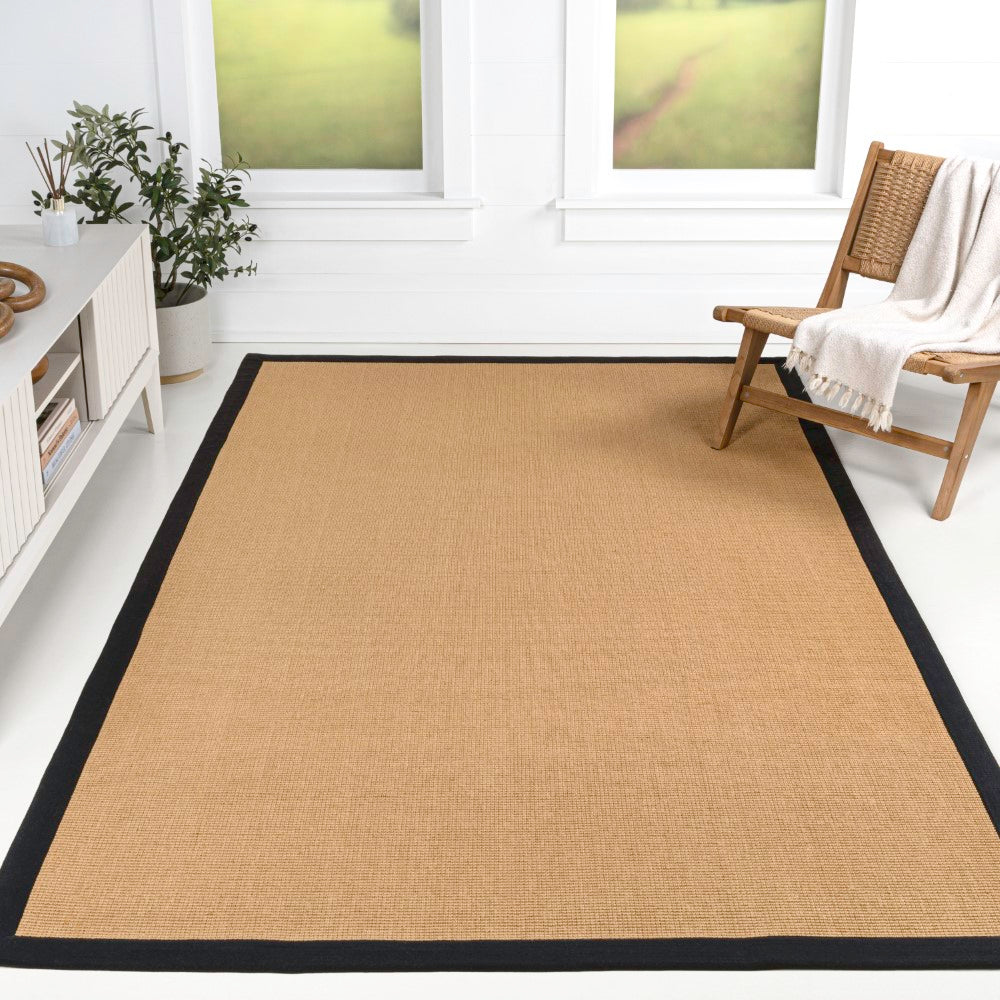 Fyus Farmhouse Cottage Border Jute Area Rug