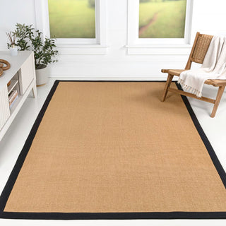 Fyus Farmhouse Cottage Border Jute Area Rug