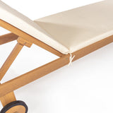 Senia 77.56"x23.62" Modern Classic Adjustable Acacia Wood Chaise Outdoor Lounge Chair with Cushion & Wheels