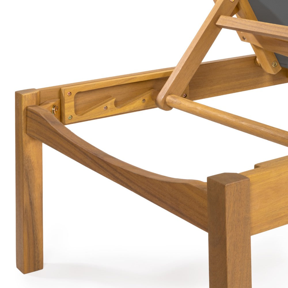 Tozey 77.56"x26.38" Modern Minimalist Adjustable Acacia Wood Chaise Outdoor Lounge Chair