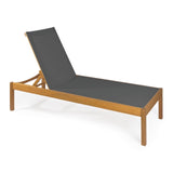 Tozey 77.56"x26.38" Modern Minimalist Adjustable Acacia Wood Chaise Outdoor Lounge Chair