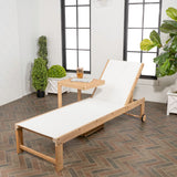 Wade Coastal Modern Acacia Wood Mesh 3-Position Outdoor Chaise Lounge Set with Side Table
