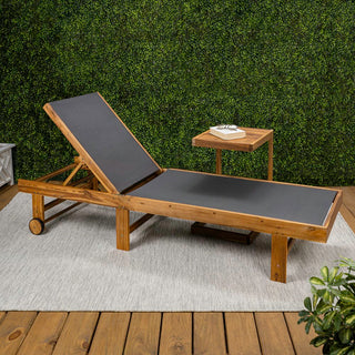 Briarwind Coastal Modern Acacia Wood Mesh 3-Position Outdoor foldable Chaise Lounge Set with Side Table