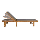 Briarwind Coastal Modern Acacia Wood Mesh 3-Position Outdoor foldable Chaise Lounge Set with Side Table