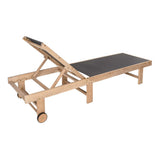 Briarwind Coastal Modern Acacia Wood Mesh 3-Position Outdoor foldable Chaise Lounge Set with Side Table