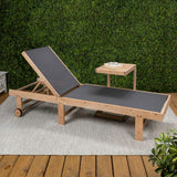 Briarwind Coastal Modern Acacia Wood Mesh 3-Position Outdoor foldable Chaise Lounge Set with Side Table