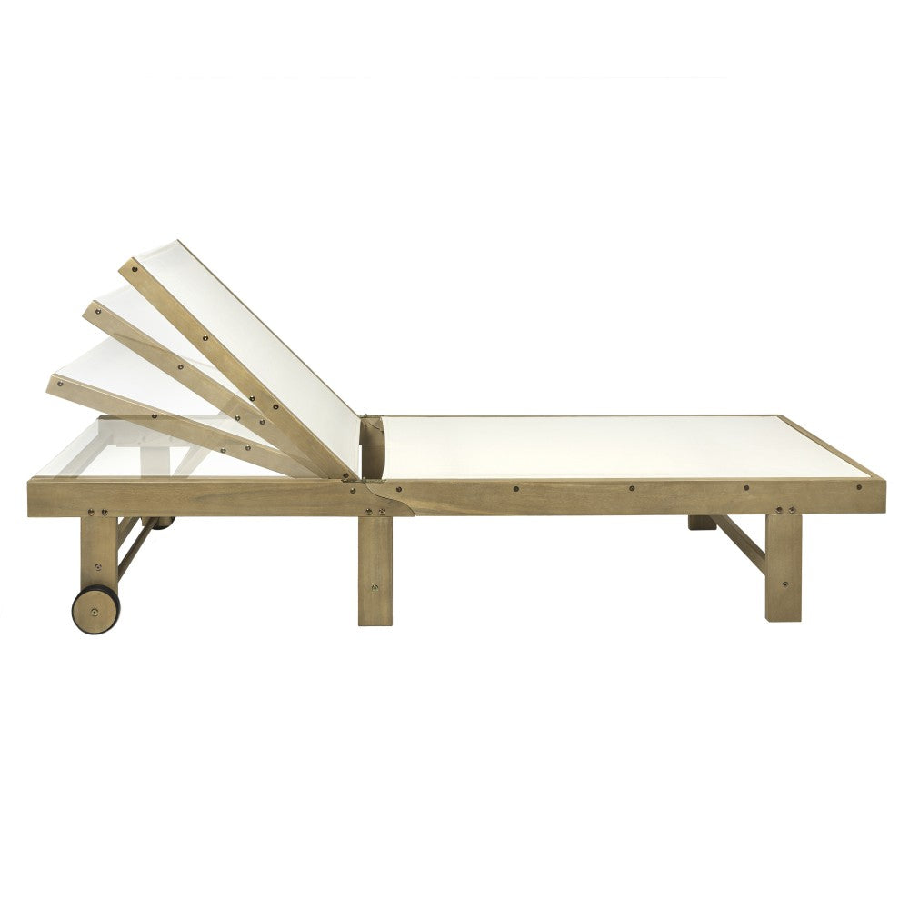 Briarwind Coastal Modern Acacia Wood Mesh 3-Position Outdoor foldable Chaise Lounge Set with Side Table