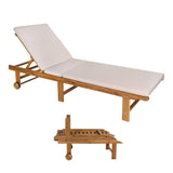 Flarevine 77.17"x23.62" Modern Classic Foldable Adjustable Wood Chaise Outdoor Lounge Chair with Cushion & Wheels