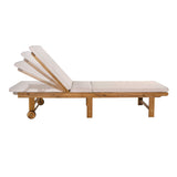 Flarevine 77.17"x23.62" Modern Classic Foldable Adjustable Wood Chaise Outdoor Lounge Chair with Cushion & Wheels