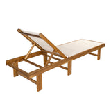 Marigale 77.17"x26.38" Modern Minimalist Foldable Adjustable Wood Chaise Outdoor Lounge Chair