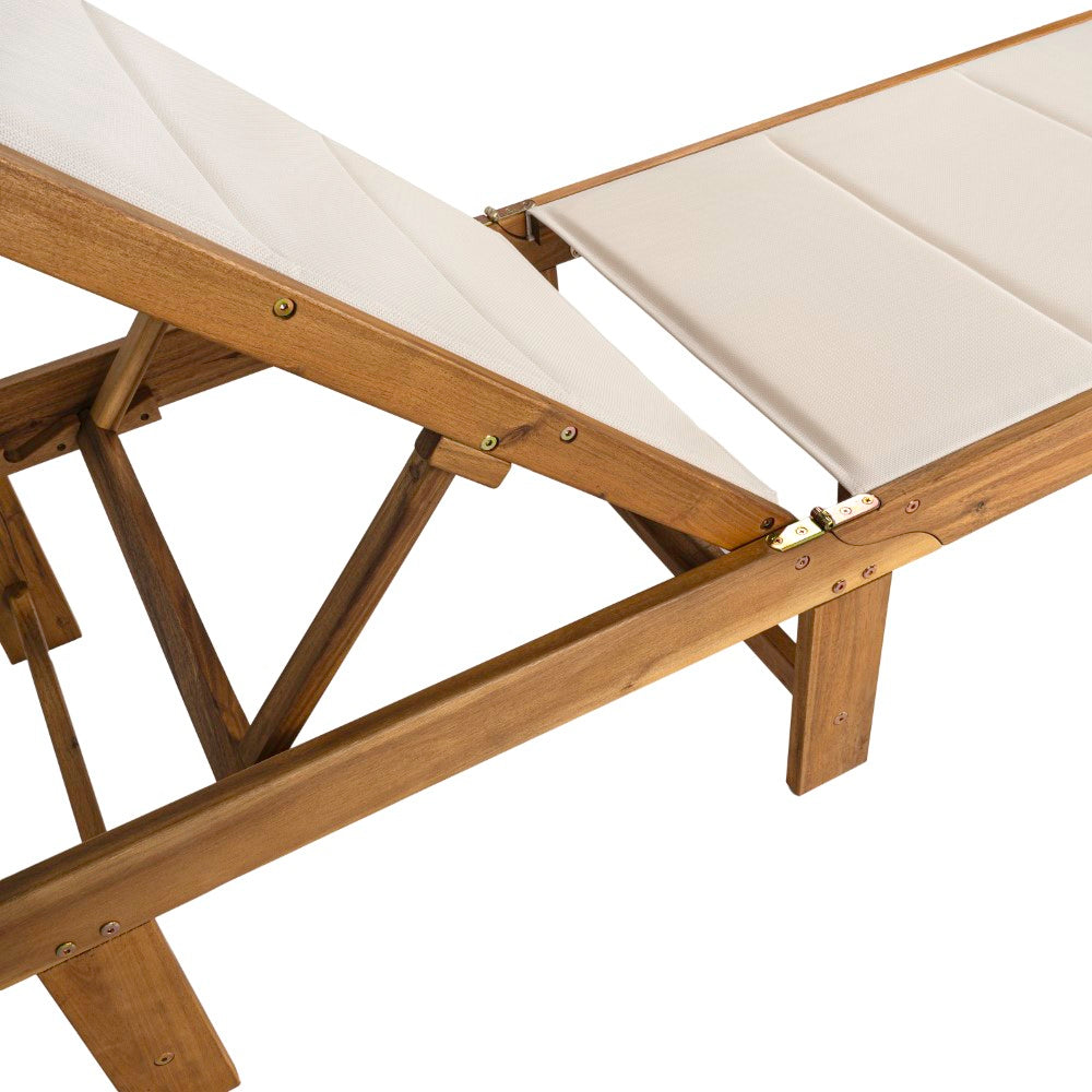Marigale 77.17"x26.38" Modern Minimalist Foldable Adjustable Wood Chaise Outdoor Lounge Chair