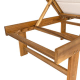 Marigale 77.17"x26.38" Modern Minimalist Foldable Adjustable Wood Chaise Outdoor Lounge Chair