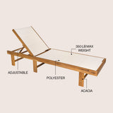 Marigale 77.17"x26.38" Modern Minimalist Foldable Adjustable Wood Chaise Outdoor Lounge Chair