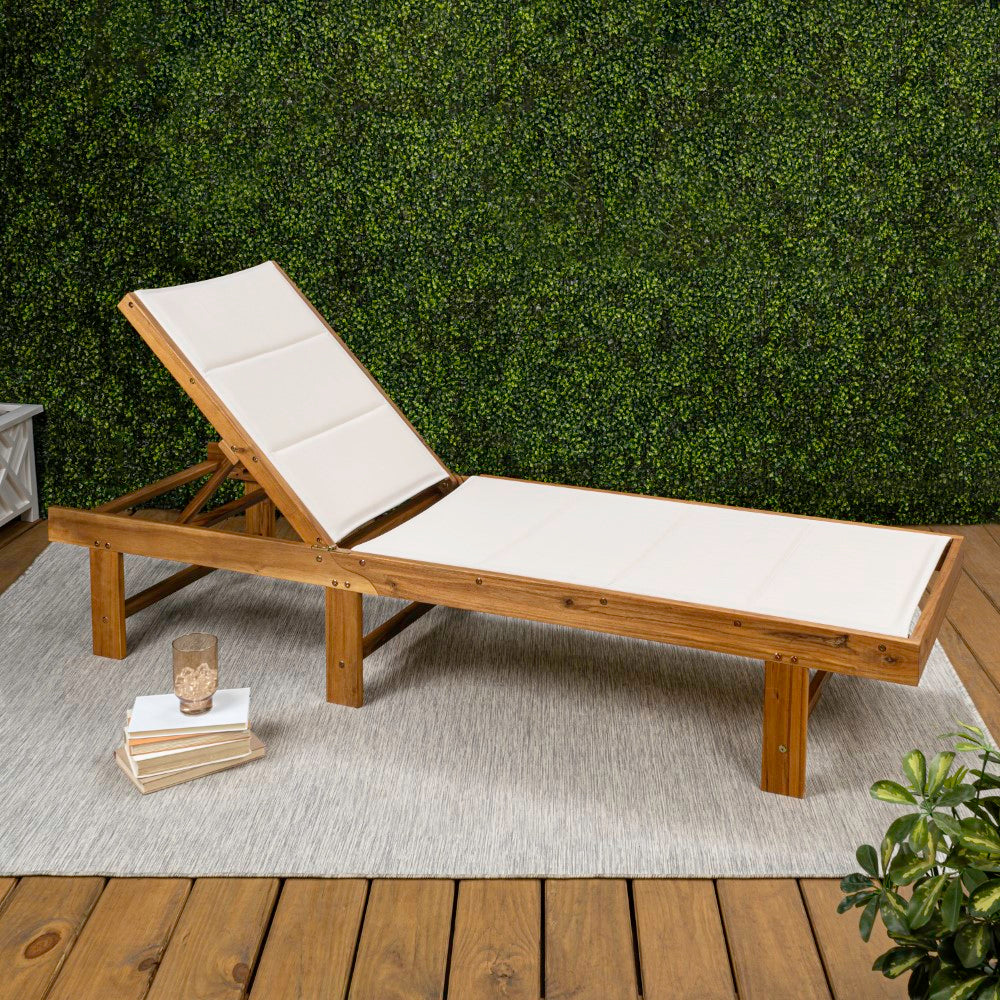 Marigale 77.17"x26.38" Modern Minimalist Foldable Adjustable Wood Chaise Outdoor Lounge Chair