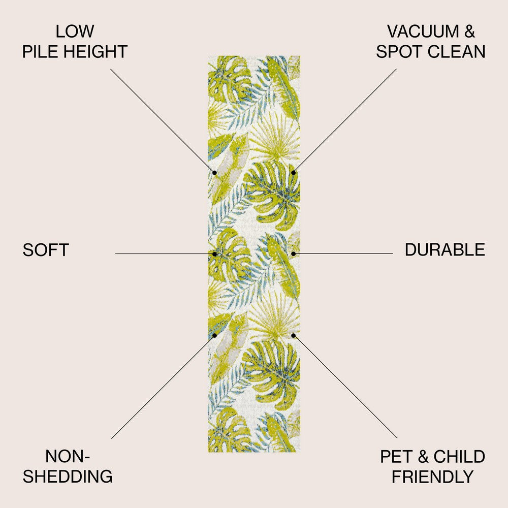 Philodendron Tropical Leaves Area Rug