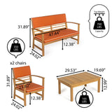 Chillrest 4-Piece Modern Coastal Acacia Wood Conversation Outdoor Patio Set with Cushions