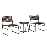 Acanva 3-Piece Mid-Century Modern Faux Rattan Conversation Outdoor Patio Set