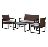Conway 4-Piece Modern Coastal Faux Wicker Conversation Outdoor Patio Set