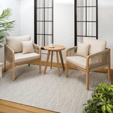 Emberfern 3-Piece Modern Bohemian Roped Corner Acacia Wood Conversation Outdoor Patio Set with Cushions