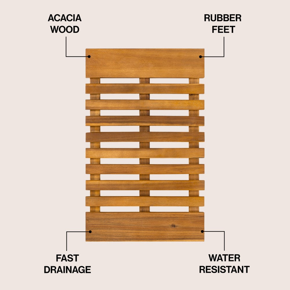 Misty Modern Classic Acacia Wood Slat Rug Mat
