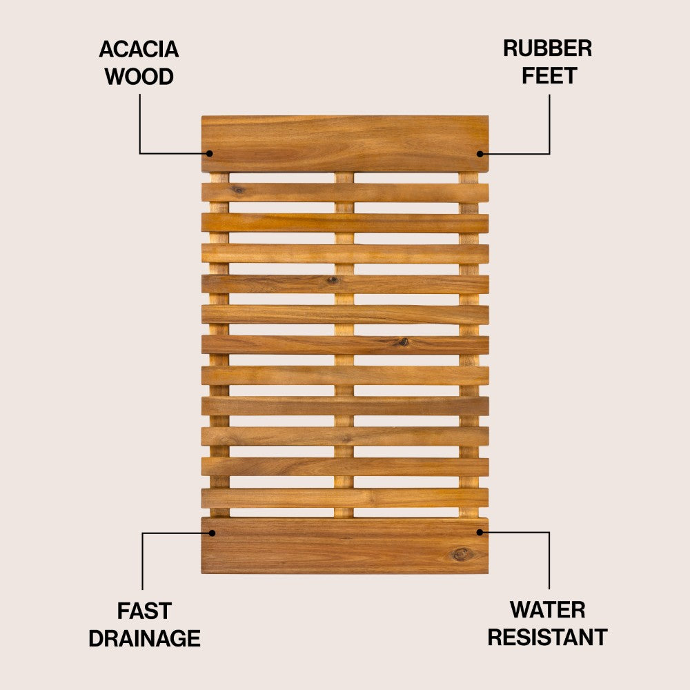 Misty Modern Classic Acacia Wood Slat Rug Mat