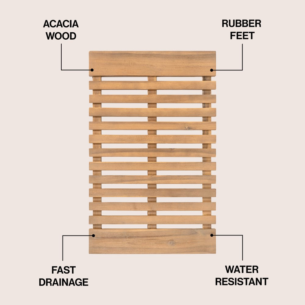 Misty Modern Classic Acacia Wood Slat Rug Mat