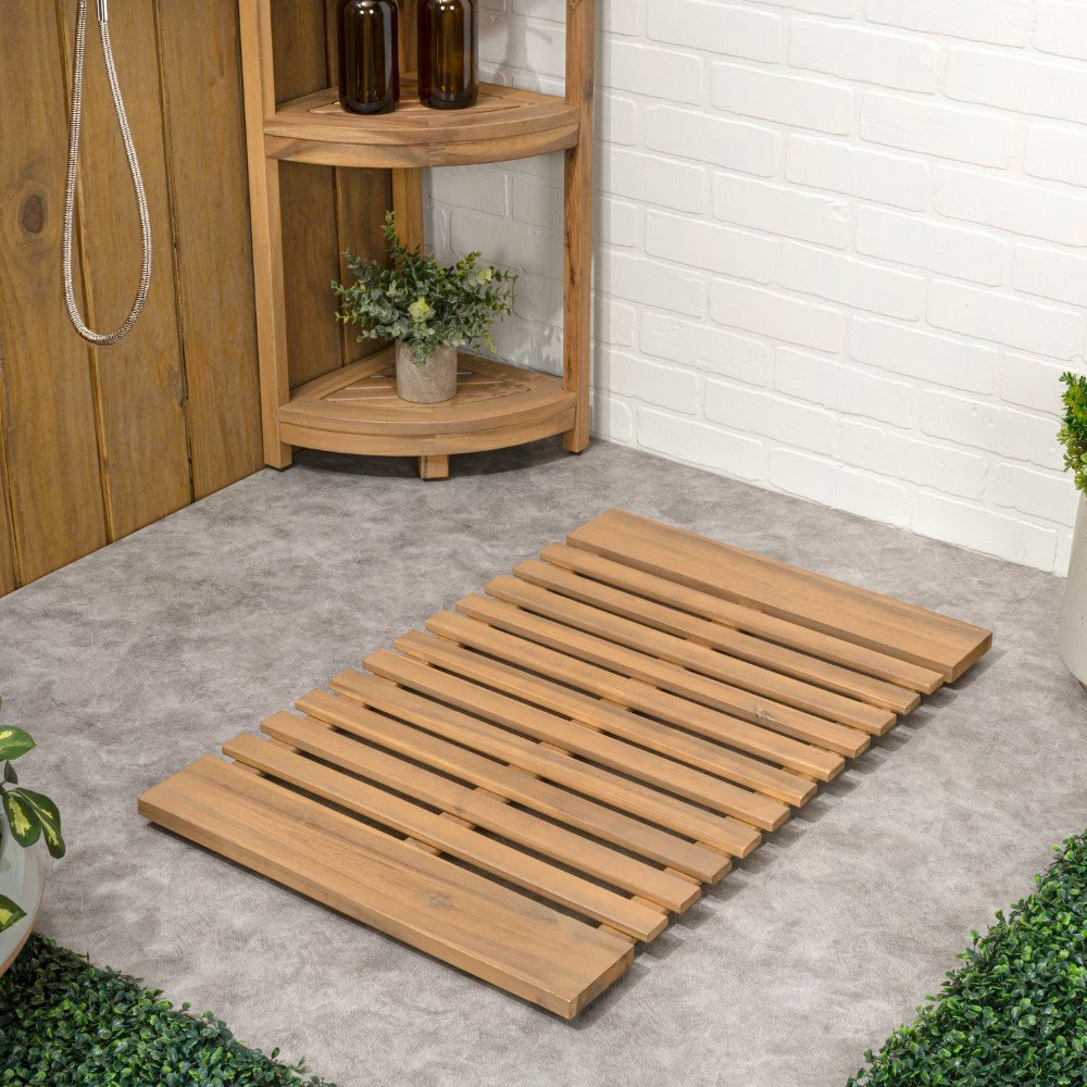 Misty Modern Classic Acacia Wood Slat Rug Mat