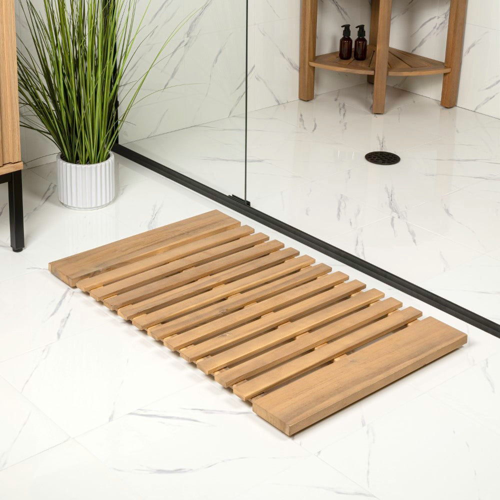 Misty Modern Classic Acacia Wood Slat Rug Mat